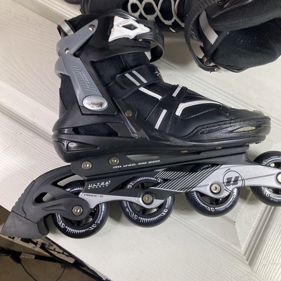 ULTRA WHEELS ROLLER BLADES Mens Sz 8 Black Inline Skates Alec-5 - Picture 2 of 11